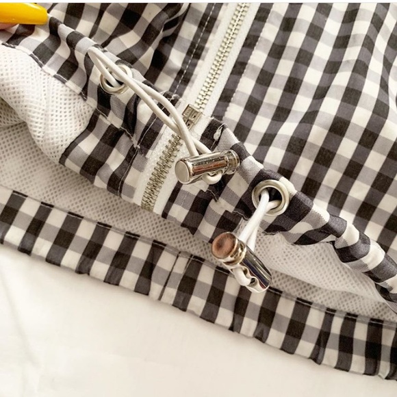 Gingham Windbreaker Style Zip Up Jacket - Picture 5 of 7